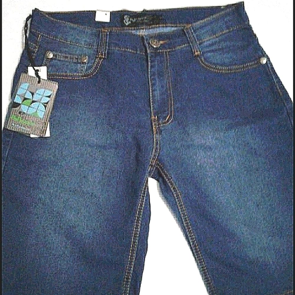 Reflexion Medium Wash Embroidered Pockets Men's Jean Shorts Jorts Waist 30